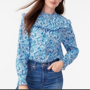 J. Crew Liberty of London Floral Ruffle Blouse